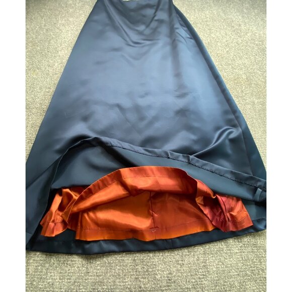After Six Dress Womens 10 Blue Matte Satin 2pc Formal Gown Top‎ Long Skirt VTG - Picture 9 of 16